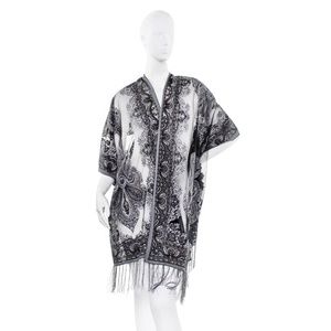 Zoe Madison Burnout Kimono : New : Charcoal Gray / Black